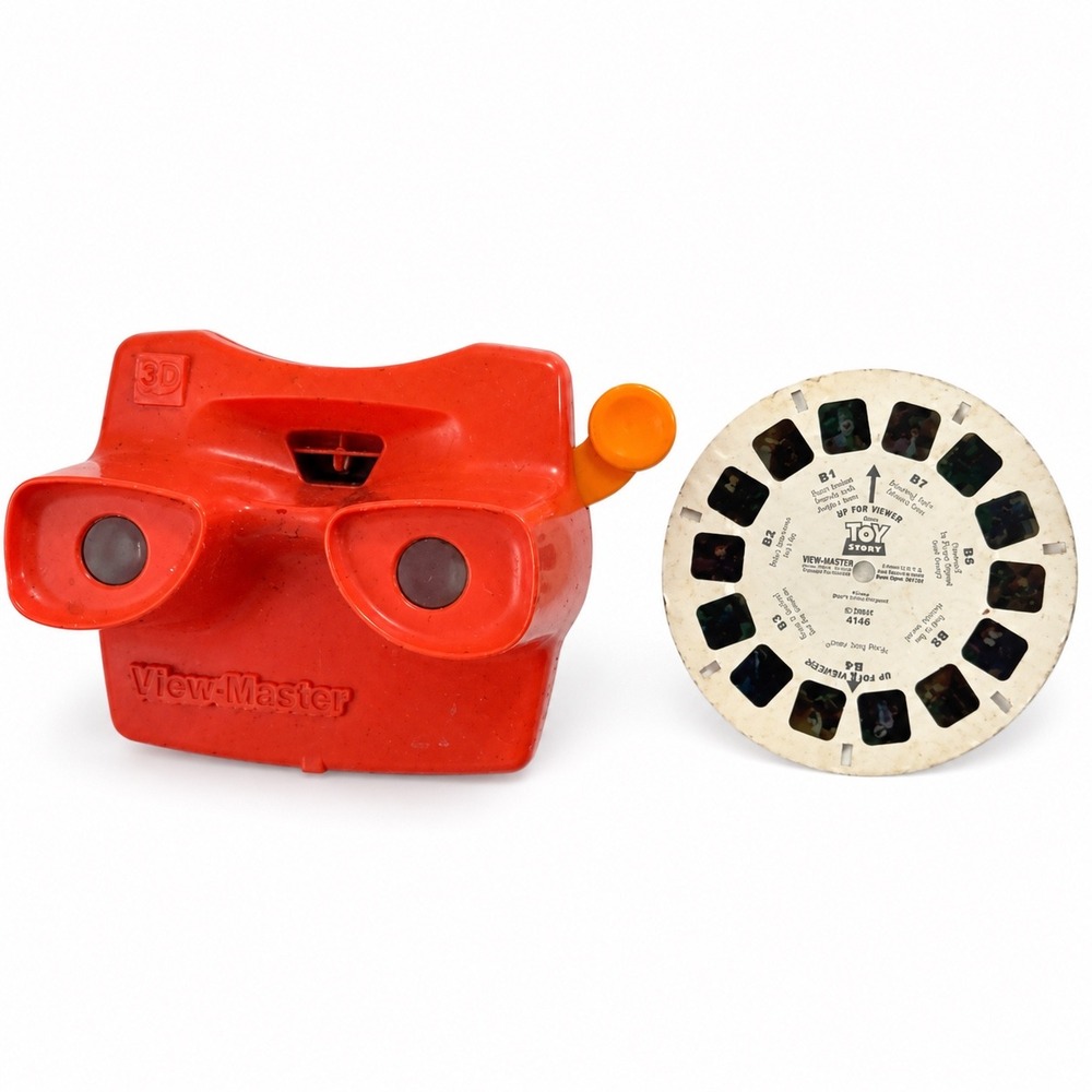 Vintage Red View-Master 3D Viewer with Disney Toy Story Reel 4166